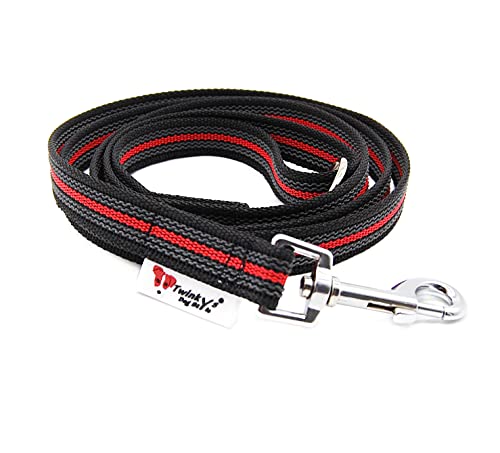 Twinkys Dog Style Kurze Führleine gummiert mit Handschlaufe, Länge 160 cm, Breite 20 mm, für kleine und große Hunde geeignet Made in Germany Schwarz Rot von Twinkys