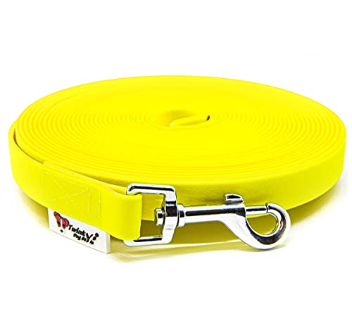 Twinkys Dog Style Hundeleine Schleppleine Wasserabweisend 15 mm breit für Hunde bis 50 kg OHNE Handschlaufe 5 Meter Neon Gelb Made in Germany Twinkys Dog Style Hundeleine Schleppleine Wasserabweisend 15 mm breit für Hunde bis 50 kg OHNE Handschlaufe 5 Meter Neon Gelb Made in Germany von Twinkys