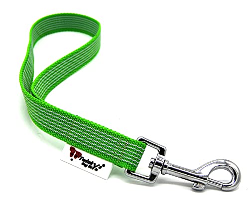 Twinkys Dog Style Kurzführer Hundeleine Handschlaufe gummiert 20 mm breit Neon Grün mit Bolzenkarabiner Made IN Germany von Twinkys