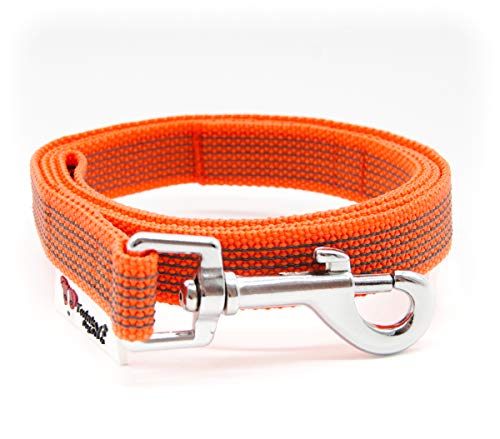 Twinkys Dog Style Schleppleine Hundeleine gummiert 20 mm breit für Hunde bis 50 kg - MIT Handschlaufe 1 Meter Orange Made in Germany von Twinkys