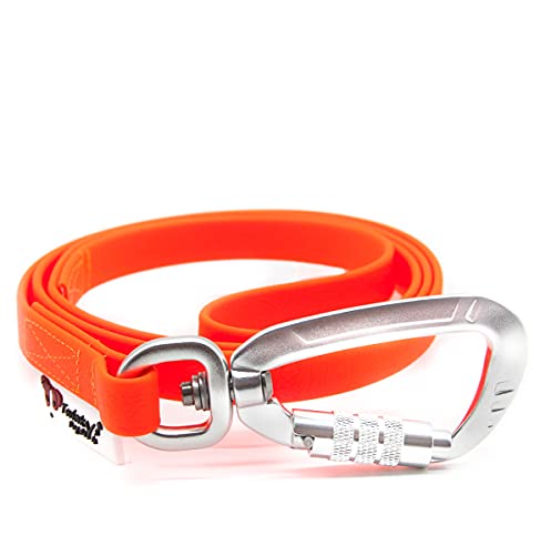 Twinkys Dog Style Hundeleine wasserabweisend 13 mm breit mit Sicherheitskarabiner für Hunde 1 Meter MIT Handschlaufe Neon Orange Made in Germany von Twinkys