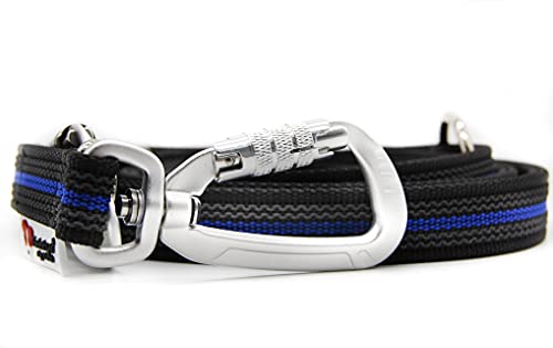 Twinkys Dog Style Verstellbare Hundeleine gummiert 20 mm breit mit Sicherheitskarabiner 3 Meter Schwarz Blau von Twinkys