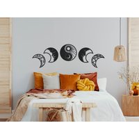 Yin Yang Mondphasen Wandkunst Aus Holz, Überbettung, Wandbehang, Wandkunst, Holz Wanddekoration, Schlafzimmer Wanddekoration von TwinsUniqueHomeDecor