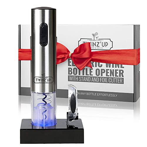Twinz'up Korkenzieher Elektrisch, Premium Box mit Folienschneider und Ladestation, Kabelloser Elektrischer Korkenzieher, Weinöffner Set von Twinz'up
