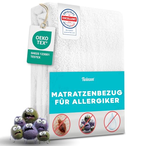 Twinzen - Matratzenbezug 180x200 x 20 cm mit Reißverschluss – Wasserdichter Matratzenschutz für Allergiker – Matratzenhülle gegen Milben & Bettwanzen - Bi-Ome & Oeko-Tex Twinzen - Matratzenbezug 180x200 x 20 cm mit Reißverschluss – Wasserdichter Matratzenschutz für Allergiker – Matratzenhülle gegen Milben & Bettwanzen - Bi-Ome & Oeko-Tex von Twinzen