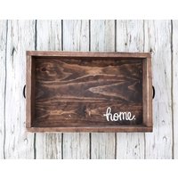 Tablett Aus Dunkel Gebeiztem Holz, Wohndekor | 12x18 von Twistedhomeaccents