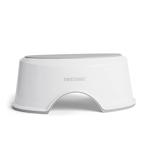Twistshake Baby Tritthocker | Rutschfester Baby-Badehocker | Leichter Hocker für das Töpfchentraining | Kompakt – Reisefreundlich – Ergonomisches Design | Baby-Toilettensitz-Assistent | Weiß Grau von Twistshake