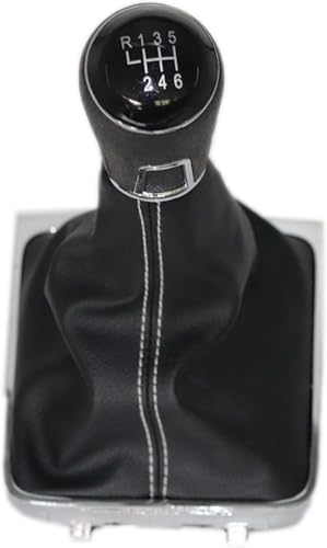 Schalthebel 5/6 geschwindigkeit Auto Schaltknauf Hebel Gaitor Boot Abdeckung Für VW Für Passat B6 CC 3C R36 TDI TFSI für TSI 2006 2007 2008 2009 2010 2011(6 Speed White Line) von Twixral