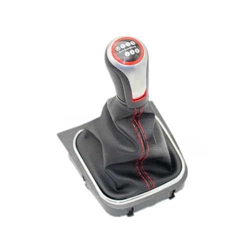 Schalthebel Schalthebelknauf für mit Ledermanschette 5/6 für Speed ​​Shift Knob Boot Staubschutz Kompatibel für für Golf 5 A5 MK5 für für 6 A6 MK6 R32 R20 04-13(6 speed) von Twixral