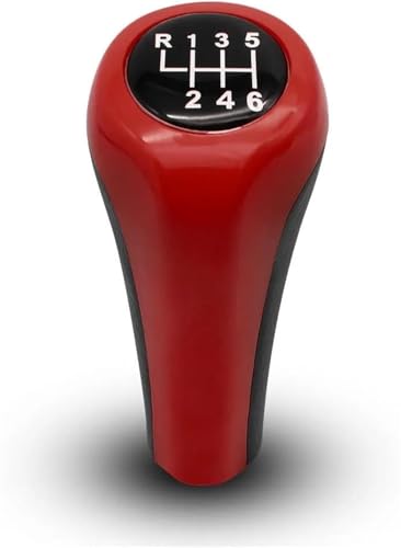 Twixral Auto-Schaltknauf Für BMW 1 3 5 6 Serie für X1 X3 X5 M Griff Schaltknauf Kopf(6 Speed Red) von Twixral