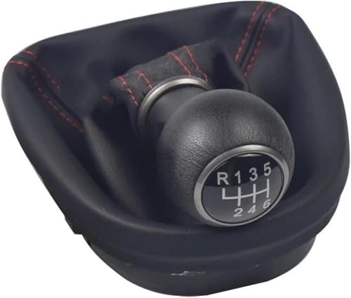 Twixral Auto-Schaltknauf Für VW für Golf 5 6 MK5 MK6 R32 2004-2013 für Geschwindigkeits-Schalthebel-Schaltknauf-Boot(Rot) von Twixral