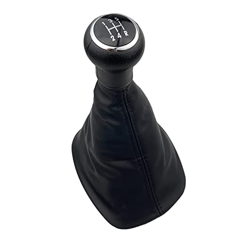 Twixral Schalthebel 5/6 für Geschwindigkeit PU Leder Pfirsich Holz Griff Schaltknauf Gamasche Boot Abdeckung Fall Haut Für VW Für passat B5 .5 Auto Styling(5 Speed Black 1) von Twixral