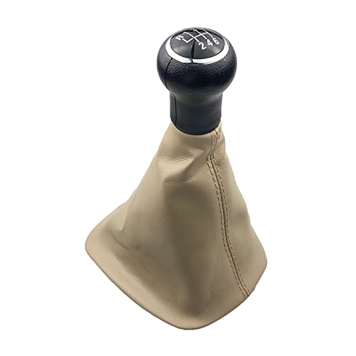 Twixral Schalthebel 5/6 für Geschwindigkeit PU Leder Pfirsich Holz Griff Schaltknauf Gamasche Boot Abdeckung Fall Haut Für VW Für passat B5 .5 Auto Styling(6 Speed Beige) von Twixral