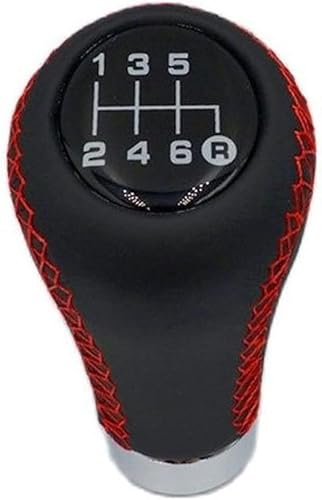 Twixral Schalthebel 5/6 geschwindigkeit Auto Manuelle Getriebe Schaltknauf Shifter Hebel Stick Rot Schwarz Stitche PU Leder für Mit 3 Adapter 8mm 10mm 12mm Für VW(6 Speed Red Line) von Twixral