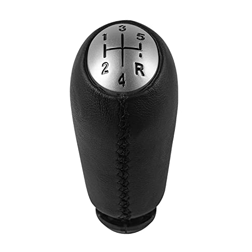 Twixral Schalthebel 5 Für Geschwindigkeit Auto Leder Schaltknauf Hebel Shifter Boot Abdeckung Fall Für Renault Für Clio II III Für Megane Für Scenic(Chrome Cap Black) von Twixral