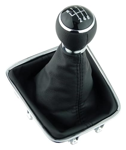 Twixral Schalthebel 6-Gang-Schalthebel für das Auto, Schaltknauf für Tiguan 2007–2011, Auto-Styling Für mit Ledermanschette von Twixral