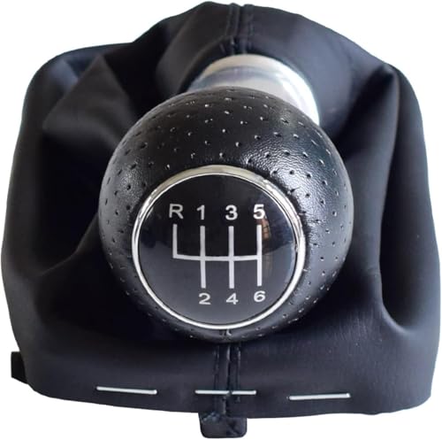 Twixral Schalthebel Auto-Schaltknauf, für A3 S3 2001 2002 2003, Auto-Schaltgetriebe, 5- und 6-Gang-Schaltknauf, Schalthebelknauf, Kopfgriff, Gamasche, Kofferraumabdeckung(Silver 6 Speed) von Twixral