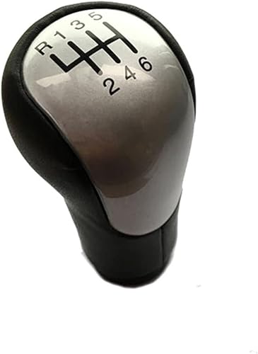 Twixral Schalthebel Auto-Schaltknauf für Ford für Fiesta MK6 2002–2008 MT 5 6-Gang-Schaltknauf, Griff, Schaltknauf, Kopfgriff, Hebel(6 Speed Silver) von Twixral