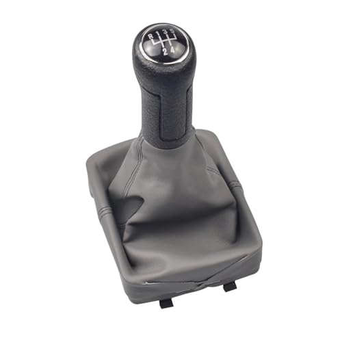 Twixral Schalthebel Für Polo 9N 9N2 2002-2010 5-Gang-Schaltknauf Lederstiefel Schalthebelknopfabdeckung(Grau) von Twixral
