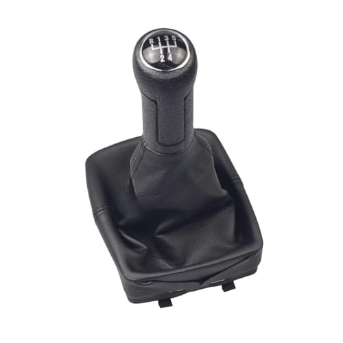 Twixral Schalthebel Für Polo 9N 9N2 2002-2010 5-Gang-Schaltknauf Lederstiefel Schalthebelknopfabdeckung(Schwarz) von Twixral