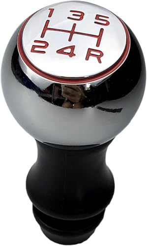 Twixral Schalthebel Matt verchromter Auto-Schaltknauf, Hebel, Schalthebel, Handhebel für Peugeot 106 206 306 406 107 207 307 407 301 308 2008 3008(Chrome Red Sleeve) von Twixral