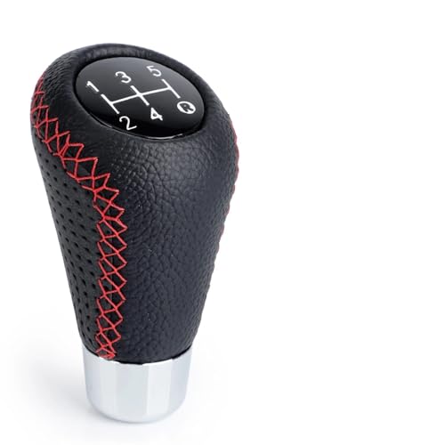 Twixral Schalthebel Universal 5 für Geschwindigkeit Schaltknauf Manuell Leder Rot Stich M8 M10 M11 M12 Auto Schalthebel Hebel Schaltgetriebe(Rot) von Twixral