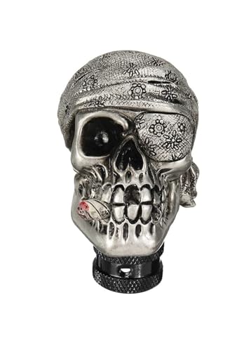 Twixral Schalthebel Universal Auto Schaltknauf Schädel Kopf Styling Manuelle Schalthebel W/Hülse Adapter(Silber) von Twixral