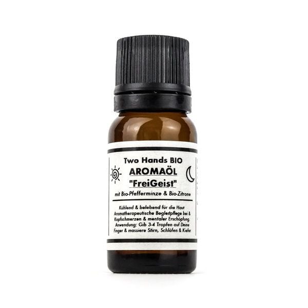 Two Hands BIO Aromaöl „FreiGeist“ mit Bio-Pfefferminze & Bio-Zitrone - Bio Vegan von Two Hands BIO