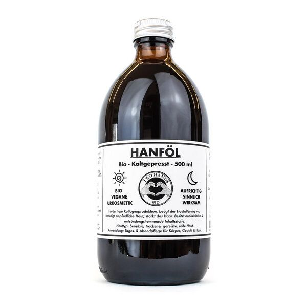 Two Hands BIO Hanföl - Bio - Vegan - Kaltgepresst - 500 ml von Two Hands BIO