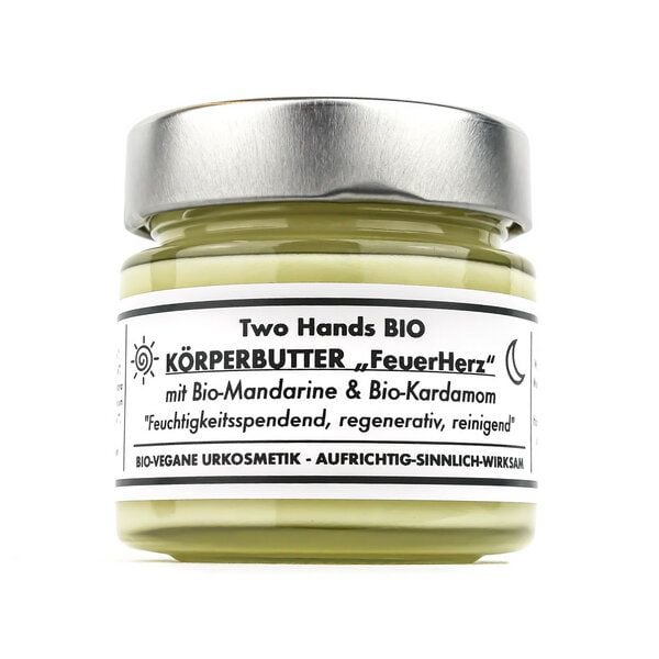 Two Hands BIO Körperbutter „FeuerHerz“ mit Bio-Mandarine & Bio-Kardamom - für Gesicht & Körper von Two Hands BIO