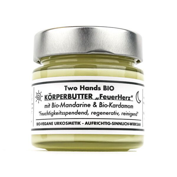 Two Hands BIO Körperbutter „FeuerHerz“ mit Bio-Mandarine & Bio-Kardamom - für Gesicht & Körper von Two Hands BIO