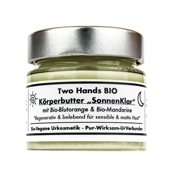 Two Hands BIO Körperbutter „SonnenKlar“ mit Bio-Blutorange & Bio-Mandarine - für Gesicht & Körper - Bio Vegan von Two Hands BIO