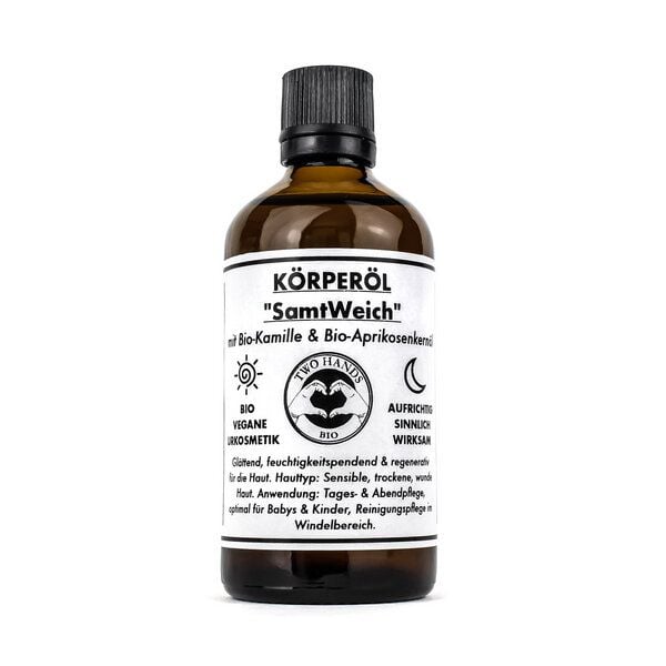 Two Hands BIO Körperöl „SamtWeich“ mit Bio-Kamille & Bio-Aprikosenkernöl - Babyöl - Bio Vegan von Two Hands BIO
