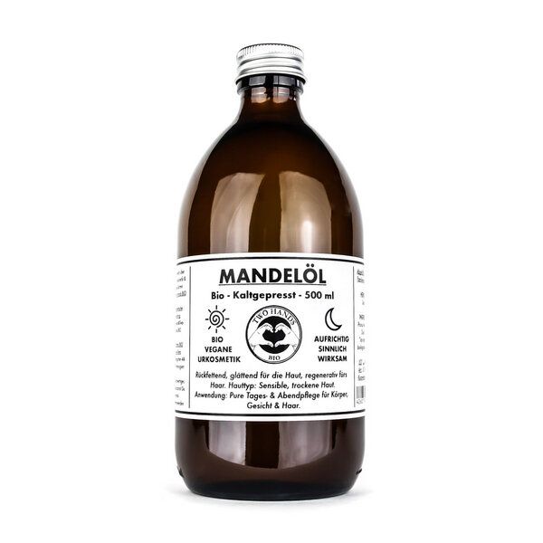Two Hands BIO Mandelöl - Bio - Vegan - Kaltgepresst - 500 ml von Two Hands BIO