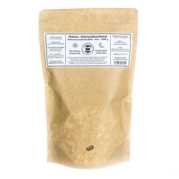 Two Hands BIO Natron - Natriumbicarbonat - Vegan - Plastikfrei - Extra Fein - 1000 g von Two Hands BIO
