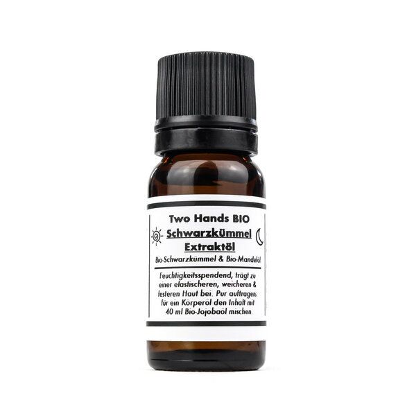Two Hands BIO Schwarzkümmelextraktöl mit Bio-Schwarzkümmel & Bio-Mandelöl - 10 % Extrakt - Bio Vegan von Two Hands BIO