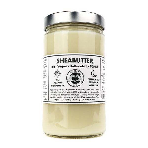 Two Hands BIO Sheabutter - Bio - Vegan - Duftneutral - Cremig - Glas - 700 ml von Two Hands BIO
