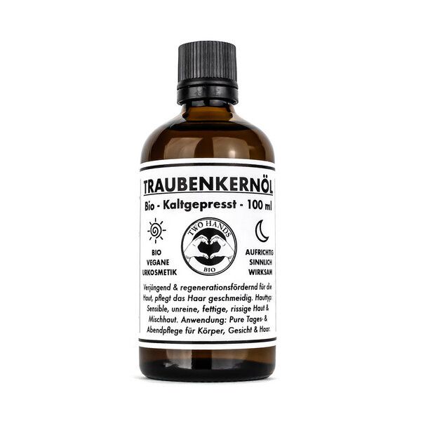 Two Hands BIO Traubenkernöl - Bio - kaltgepresst - 100 ml von Two Hands BIO