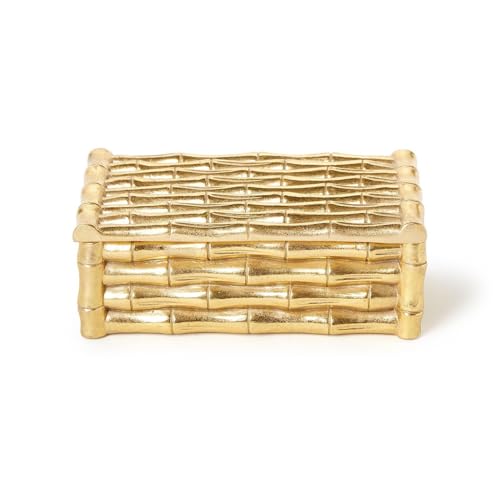 Two's Company Goldfarbene Bambusbox mit Samtfutter, 17 cm, Kunstharz von Two's Company