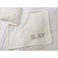 Personalisierte Babydecke Handbemalte Minky-Decke Aus Baumwolle von TwoDotsShop