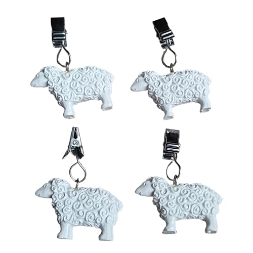 TwoFish Home Set von 4 Schafen Harz Tischdeckenbeschwerer Clips Schaf Handwerk Tischdecke Klemmen 4 Stück von TwoFish