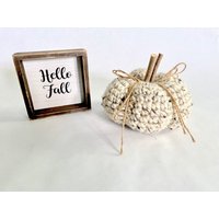 Kürbis Herbst Dekor 70 Farben Rustikale Häkeln Bauernhaus Dekoration Strickt Erntedank Tisch Baby Kinderzimmer 12-15 cm Neutral Haferflocken von TwoSeasideBabes