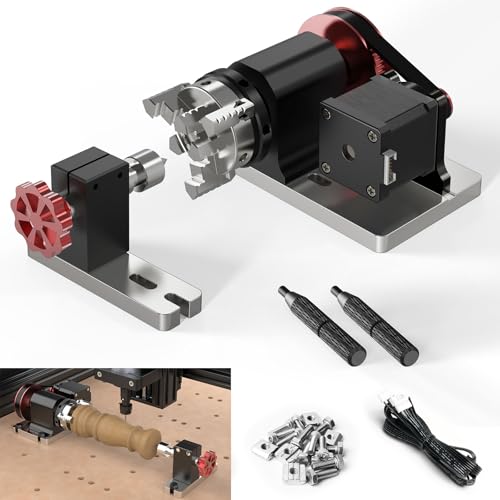 Twotrees TTC 450 CNC Drehachse, 4-60mm Chuck, Vierte Achse 360° Rotary Kit passend für TTC450 und die meisten CNC-Fräsmaschinen, für das Carven zylindrischer Dosen Objekte von Twotrees