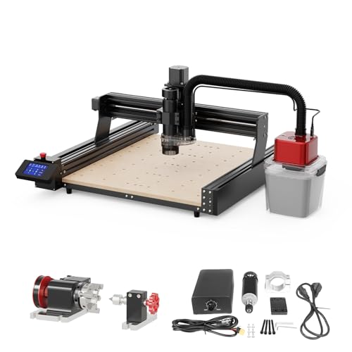 Twotrees TTC 450 CNC Fräsmaschine, mit M1 Staubabsaugung, 500W CNC Spindelmotor Kit, Vierte Achse, Graviermaschine zum Gravieren von Holz, Acryl, MDF, PCB-Kunststoffen von Twotrees