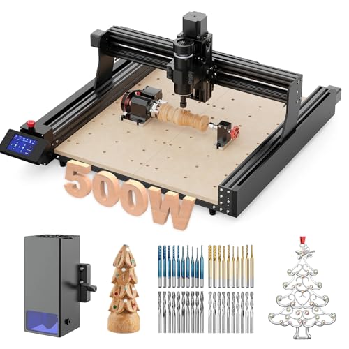 Twotrees TTC450 CNC 500W Spindelmotor 360° Rotation mit 20W Lasermodul Lasergravur Dosen Rotary Modul Kit CNC-Router 4-Achsen-Maschine für Gravur Schneiden MDF Massivholz für DIY Gravur CNC-Gravur von Twotrees