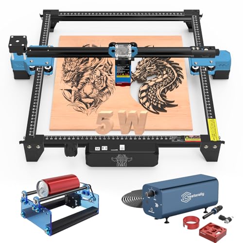 Twotrees TTS-55 Pro 5-5.5W Lasergravierer für 3D Holzpuzzle 5.5 W Fixed Focus Maschine mit 30L/min Luftpumpe Einheit Rotary Roller Kit von Twotrees