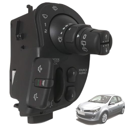 Twowinds Wischerschalter Funksteuerung, Schalter, Radio, Lenksäule, Kompatibel mit Renault Clio III (2005-2012), Kangoo (2008-2013), Modus (2004-2012) 8201590631, 7701068115 von Twowinds