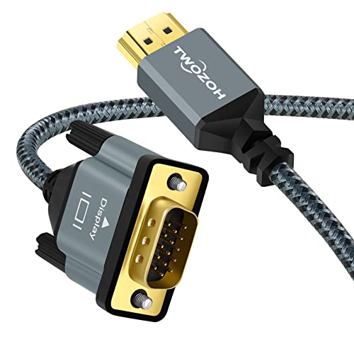 Twozoh HDMI auf VGA Kabel 1M, Gehäuse aus Aluminiumlegierung Nylon geflochten vergoldet unterstützt 1080P/60Hz von Twozoh