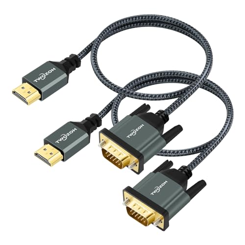 Twozoh HDMI auf VGA Kabel 1M 2 Stück, Gehäuse aus Aluminiumlegierung Geflochtenes und vergoldetes Nylon HDMI VGA Unterstützt 1080P/60HZ für Desktop, Laptop, PC, Monitor, Projektor, HDTV Twozoh HDMI auf VGA Kabel 1M 2 Stück, Gehäuse aus Aluminiumlegierung Geflochtenes und vergoldetes Nylon HDMI VGA Unterstützt 1080P/60HZ für Desktop, Laptop, PC, Monitor, Projektor, HDTV von Twozoh