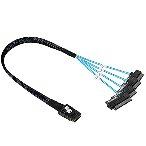 Twozoh Interne Mini SAS 36 Pin SFF-8087 auf 4 SFF-8482 mit SATA-Stromversorgung, Mini SAS SFF-8087 36 Pin auf 4 SFF-8482 1M von Twozoh